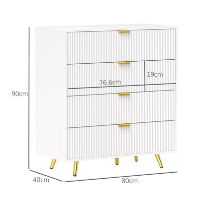 Four-Drawer Bedside Table - White