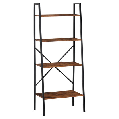 Ladder Shelf, Bookshelf, 4-Tier Industrial Storage Rack for Living Room, Bedroom, Kitchen