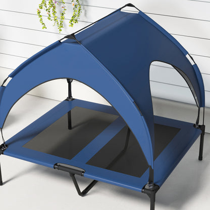 Cooling Raised Pet Bed w/ Washable Breathable Mesh, for Medium, Large Dogs, 91 x 76 x 85cm - Dark Blue