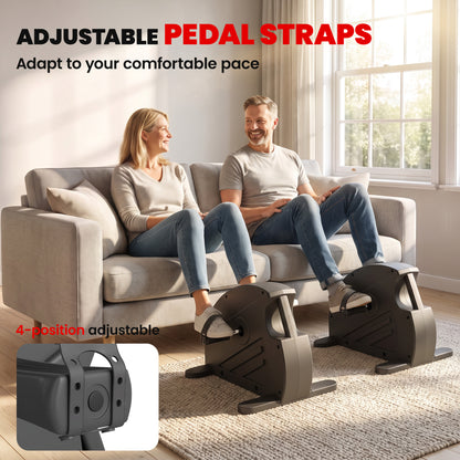Mini Exercise Bike with Stepless Adjustable Resistance, LCD Display and 4-Level Pedal Straps for Home Workout, Black