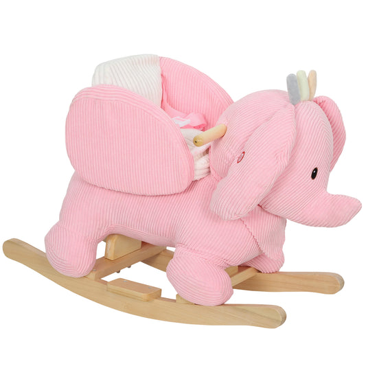 Kids Rocking Horse, Baby Ride on Elephant Rocker with Safety Belt and Sound for Toddlers 18 to 36 Months, Pink