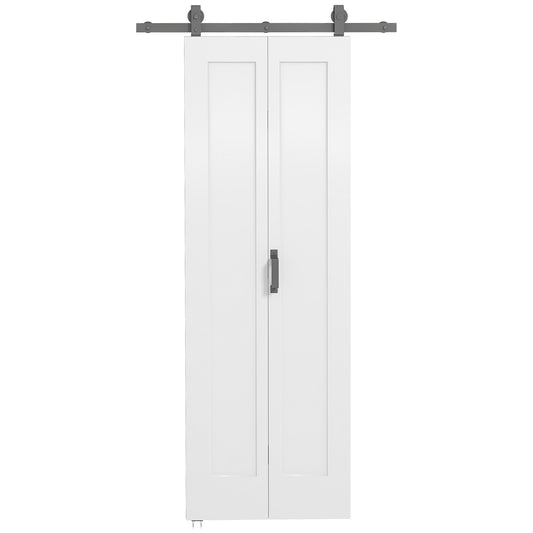 Slide Door, 70cm Modern Sliding Door Set Kit with Steel Rail, White