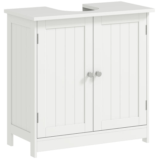 Under Sink Bathroom Storage Cabinet 2 Layers Vanity Unit Wooden - White