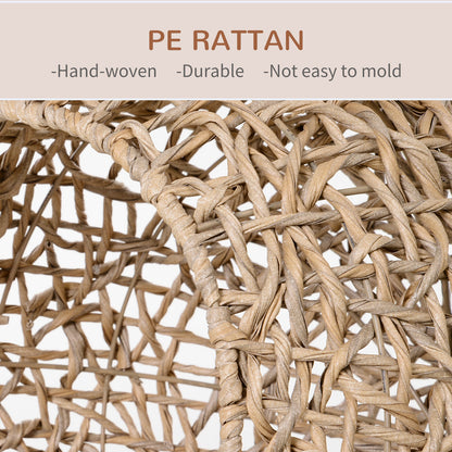 Rattan Elevated Cat Bed House Kitten Basket Ball-Shaped Pet Furniture w/ Removable Cushion