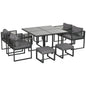 Nine-Piece Aluminium Garden Set, with Glass-Top Table - Grey