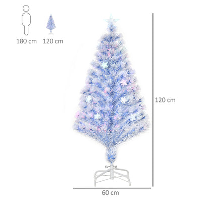 4FT Artificial Fibre Optic Christmas Tree Seasonal Decoration w/ LED Lights Pre-Lit Easy Store White Blue