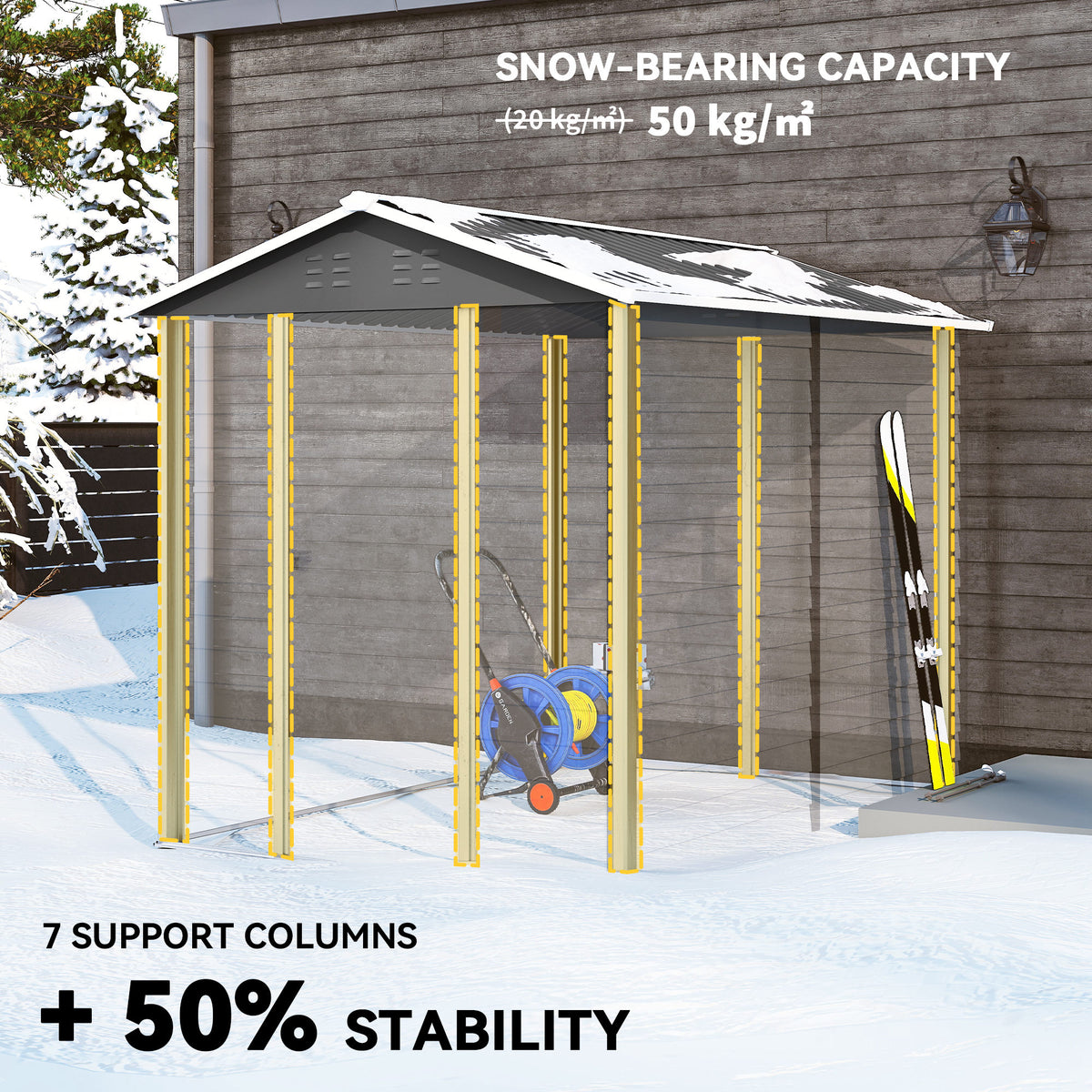 9x 6FT Metal Outdoor Garden Shed, Galvanised Tool Storage Shed w/ Sloped Roof, Lockable Door for Patio Lawn