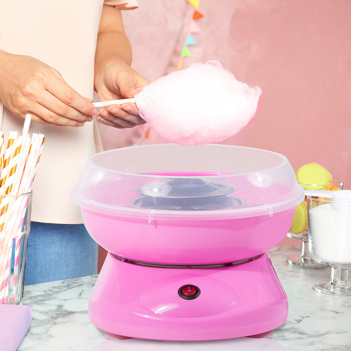 Candy Floss Machine Electric Cotton Candy Maker Gadgetry 450W (Pink)