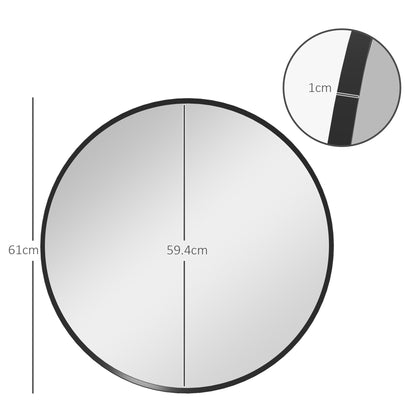 61cm Decorative Wall Mirror for Bedroom Living Room, Modern Round Bathroom Mirror for Home Decor