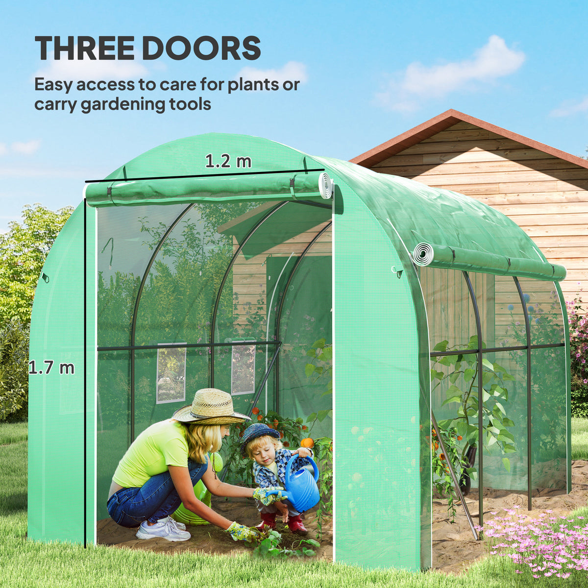 296 x 196cm Steel Frame Polytunnel Greenhouse