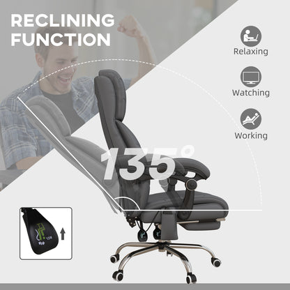 High Back Vibration Massage Office Chair, Heated Reclining PU Leather Computer Chair with Footrest
