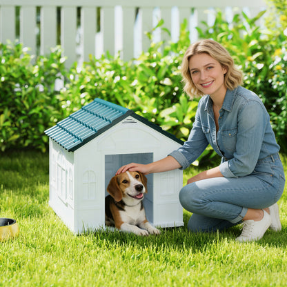 Plastic Weather-Resistant Dog House, for Indoors and Outdoors, Medium Dogs