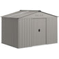 Garden Storage Shed, Metal Outdoor Storage Shed House with Foundation Kit, Ventilation, Doors, 9 x 6FT, Grey
