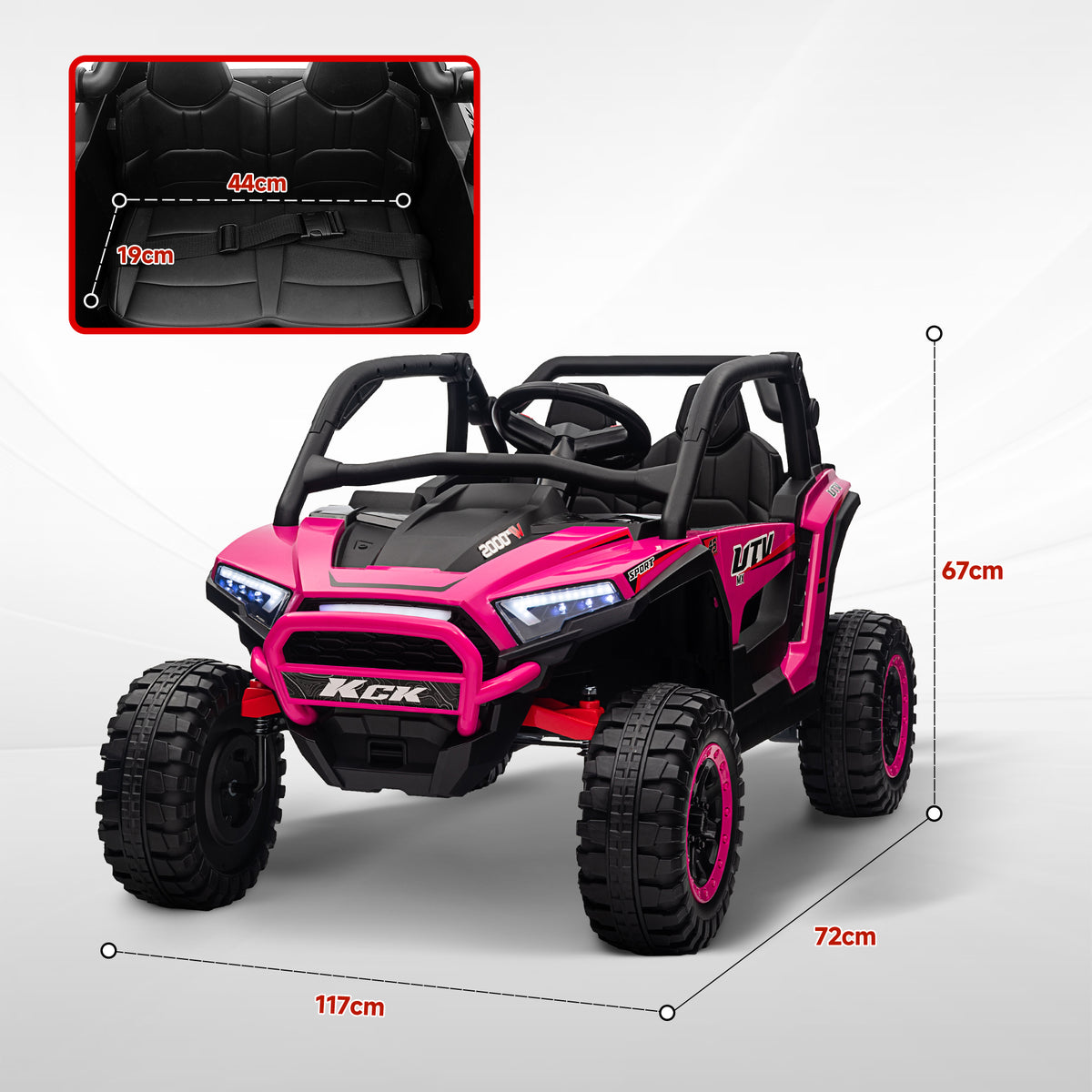 2 Seater 24V 7AH Ride on Truck, Battery Powered Electric Ride On Car w/ Remote, Suspension, 3 Speeds