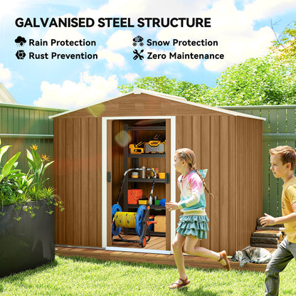 8 x 6ft Galvanised Steel Shed, with Double Door