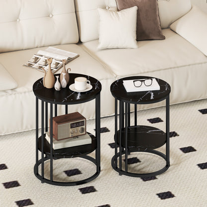 Set of Two Marble-Effect Coffee Tables