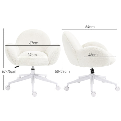 Makeup Vanity Chair, Cute Fluffy Desk Chair with Rolling Wheels for Bedroom Living Room