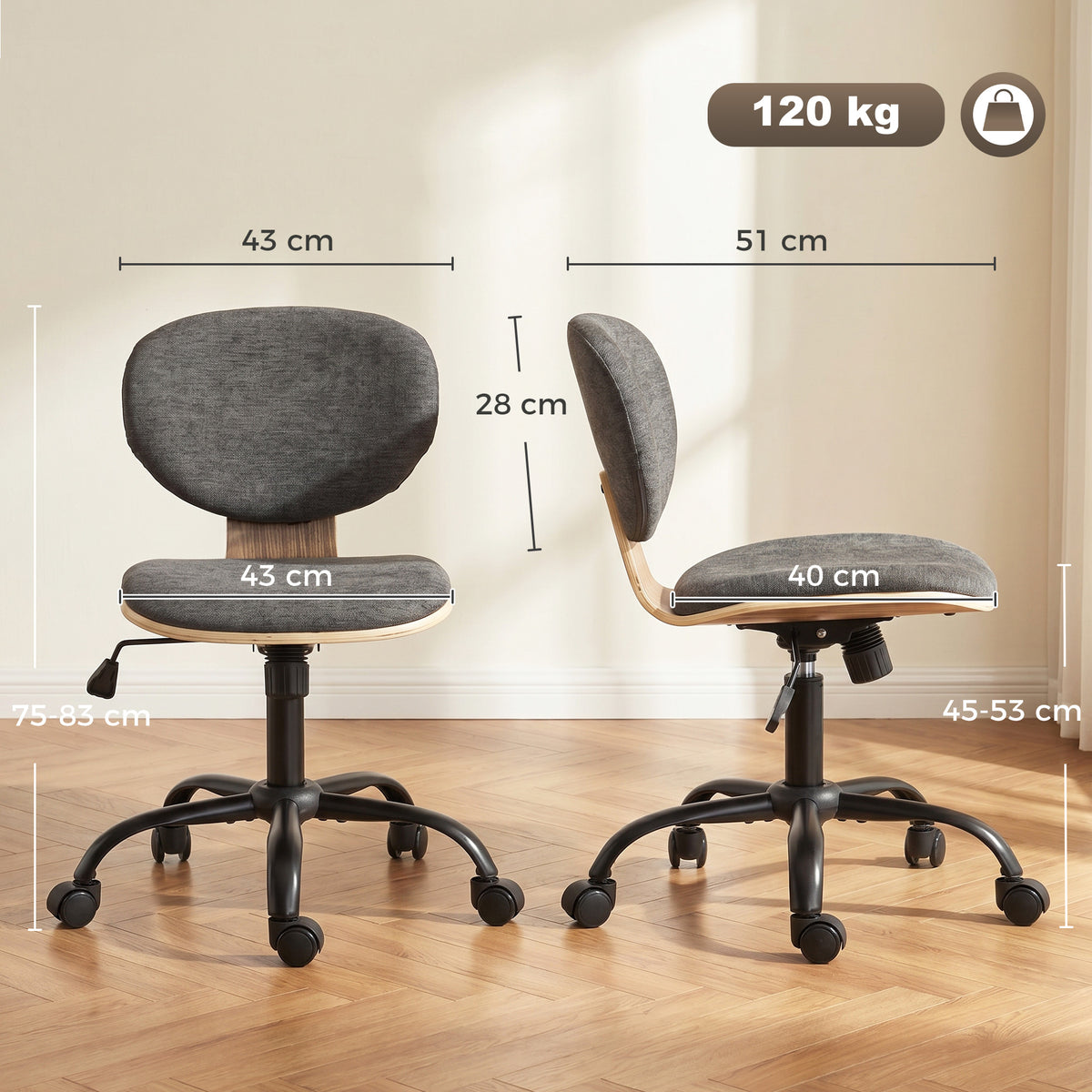 Home Office Desk Chair Rocking Function Ergonomic Swivel Chair with PU Wheels