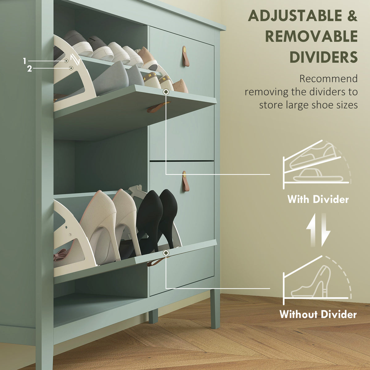 Modern Four-Drawer Shoe Cabinet - Green