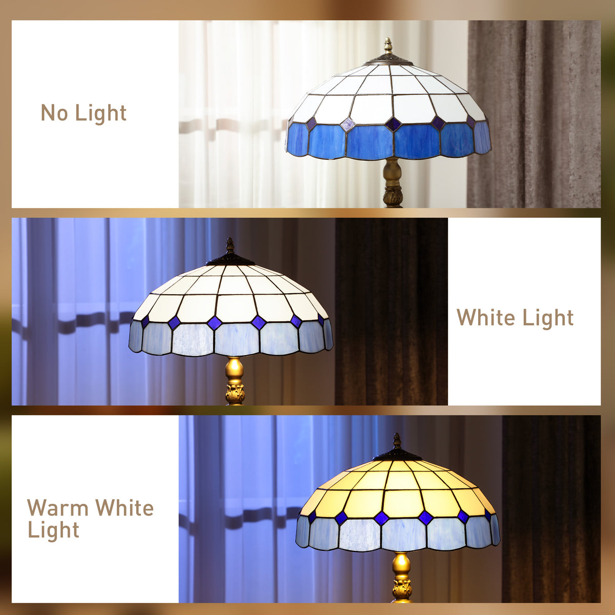 Tiffany-Style Floor Lamp with Handcrafted Stained Glass Shade, 152cm Tall Vintage Standing Lamp with Foot Switch and Dual Sockets for Living Room Bedroom