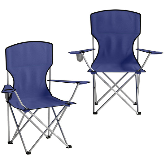 Camping Chair Set of 2 Portable Folding Outdoor Camp Chair with Cup Holders and Carry Bag Dark Blue