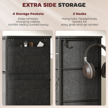 Chest of Eight Fabric Drawers - Charcoal Grey