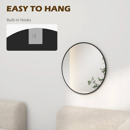 61cm Decorative Wall Mirror for Bedroom Living Room, Modern Round Bathroom Mirror for Home Decor