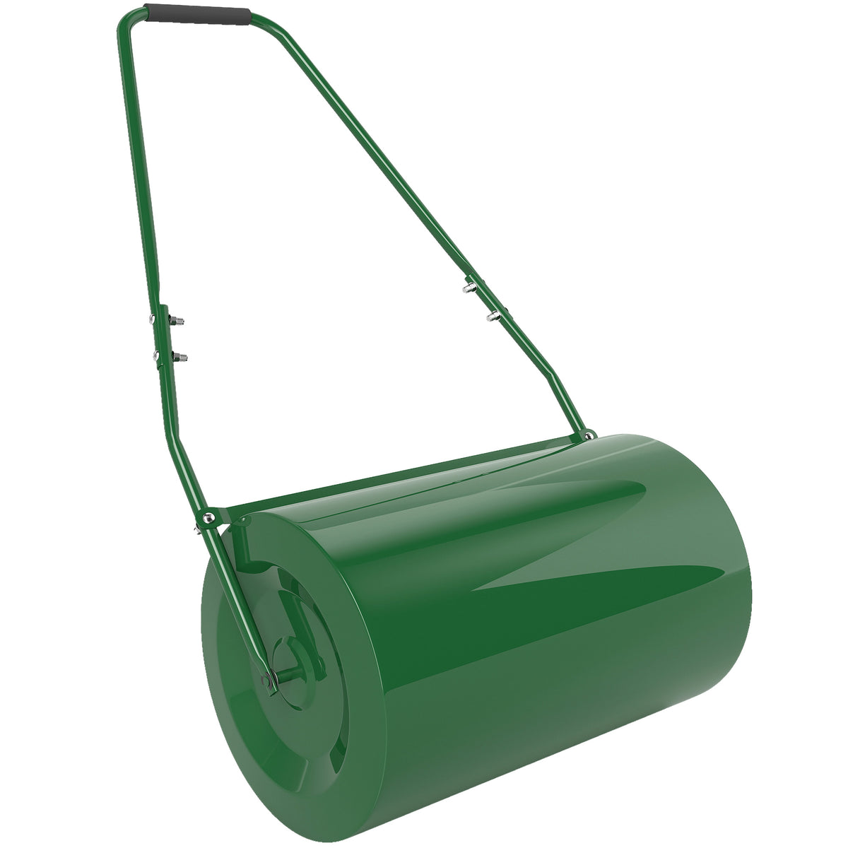 63 L Garden Lawn Roller with Water/Sand Filled Drum, Heavy Duty Steel Lawn Push Rolling Tool for Grass Seeding, Soil Levelling, Dark Green
