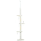 225-255 cm Adjustable Cat Climbing Tower with Sisal Scratching Posts, 2 Hanging Play Balls and Anti-Tip Strap, Beige