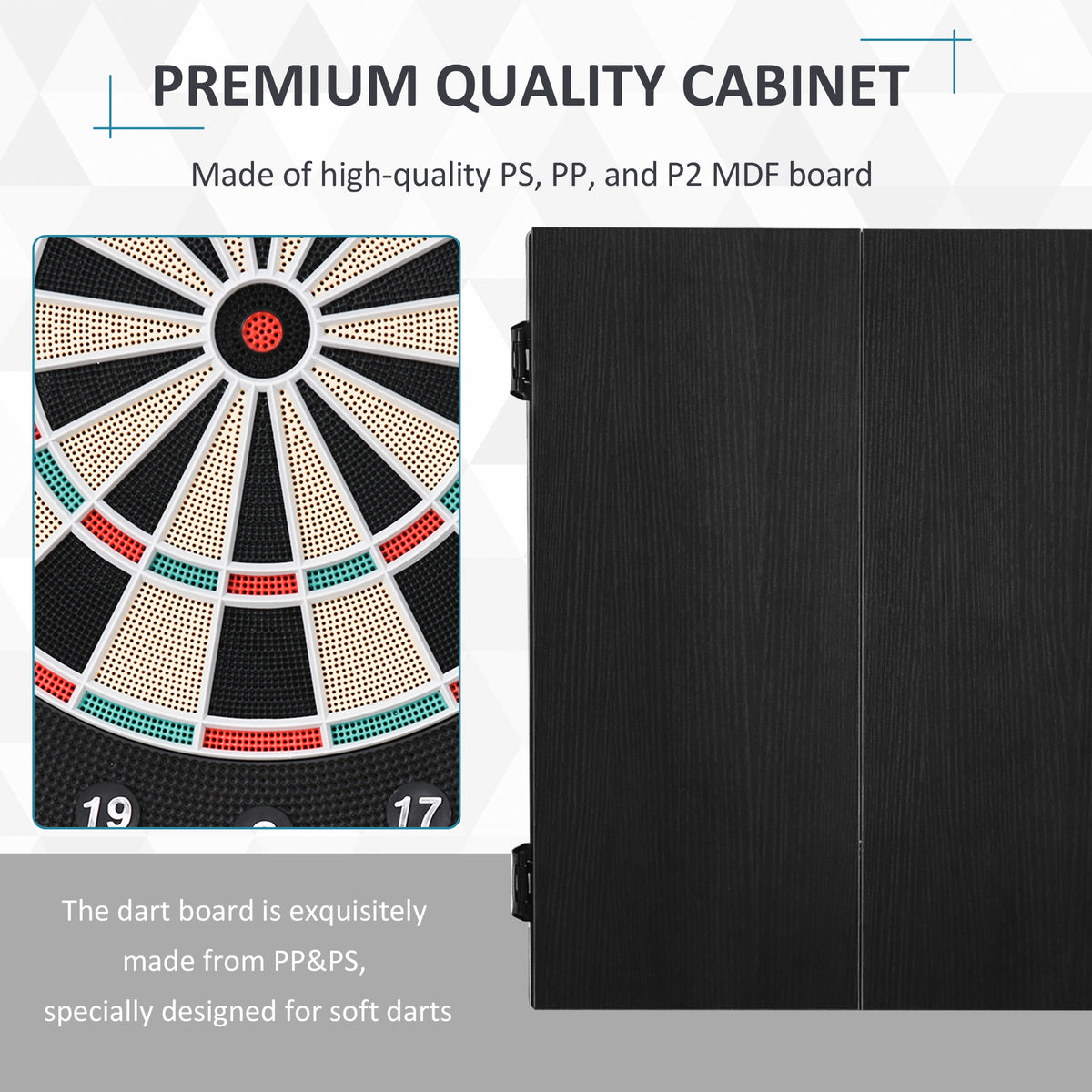 Electronic Dartboard Set, 27 Games Modes and 202 Variations, LED & 12 Soft Tip Darts and Cabinet to Storage, Ready-to-Play Multi-Game Option Darts Machine