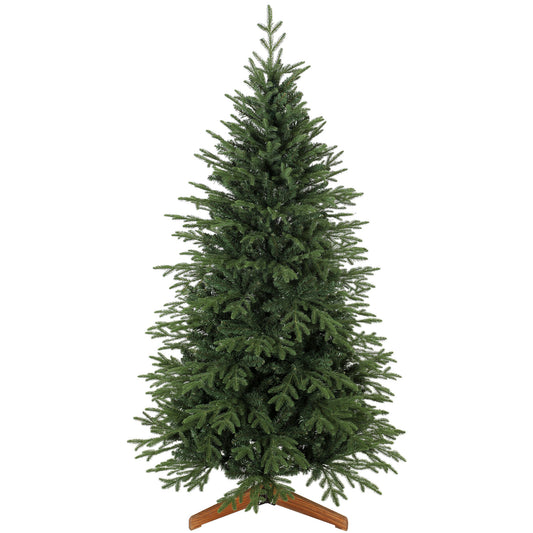 180 cm Artificial Christmas Tree Full Hinged Xmas Tree Solid Pine Wood Stand, Green