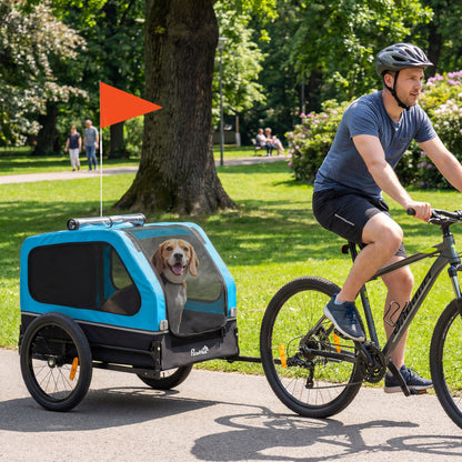 Dog Bike Trailer with Flip-Down Ramp Tailgate, Quick Release Frame, Universal Bicycle Coupler, Reflectors