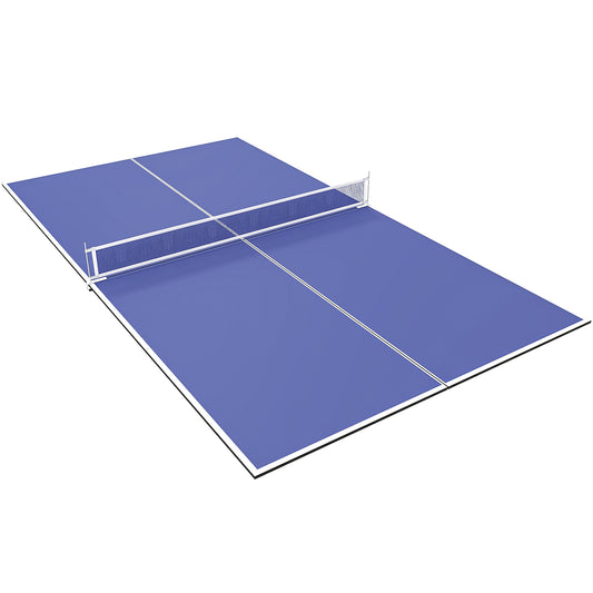 9 ft Folding Ping Pong Table Top for Billiard Tables, Table Tennis Conversion Top with Net, Foam Padding, Blue