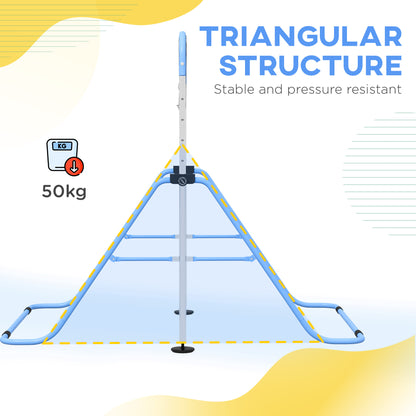 Adjustable Height, Foldable Kids Gymnastics Bar w/ Non-slip Rubber Floor Rings, for 3+ Years