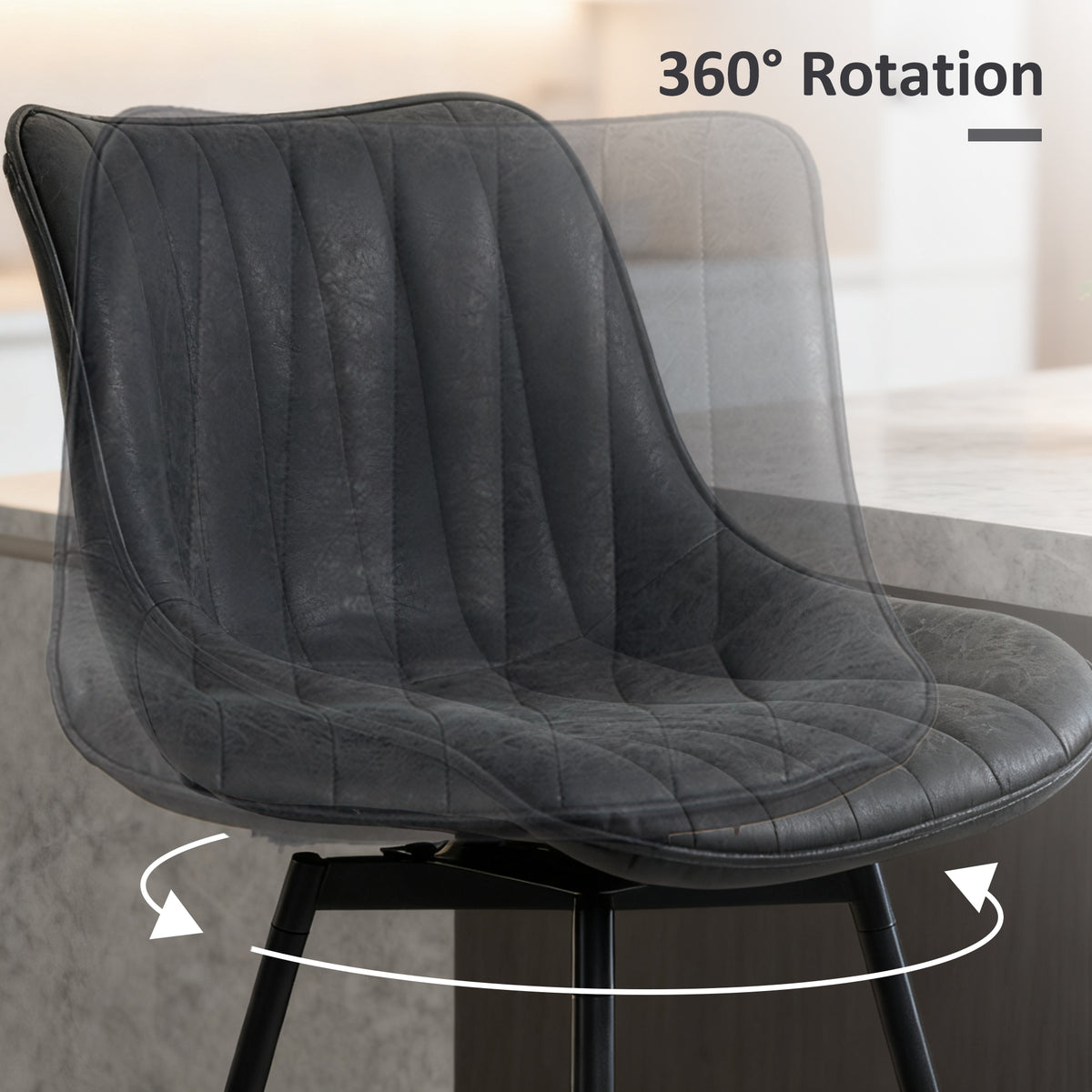 Set of 2 PU Leather Swivel Bar Stools