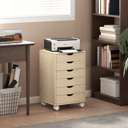 6 Drawer Vertical File Cabinet, Mobile Filing Cabinet with Quiet Drawers and Wheels with 2 Brakes
