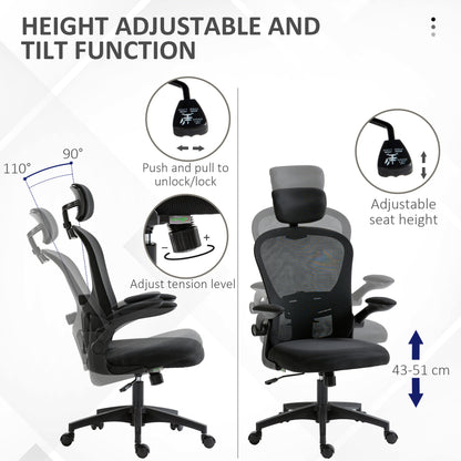 Multi-Adjustable Office Chair, with Lumbar Support, Headrest and Mesh Back