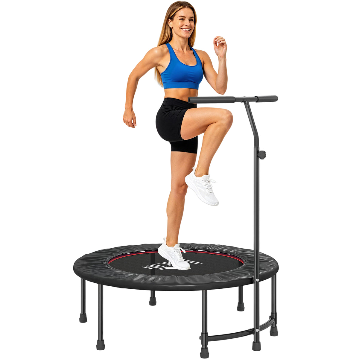 40" Fitness Trampoline with Adjustable Handle, Rebounder Trampoline, Mini Jumper for Indoor Exercise Workout