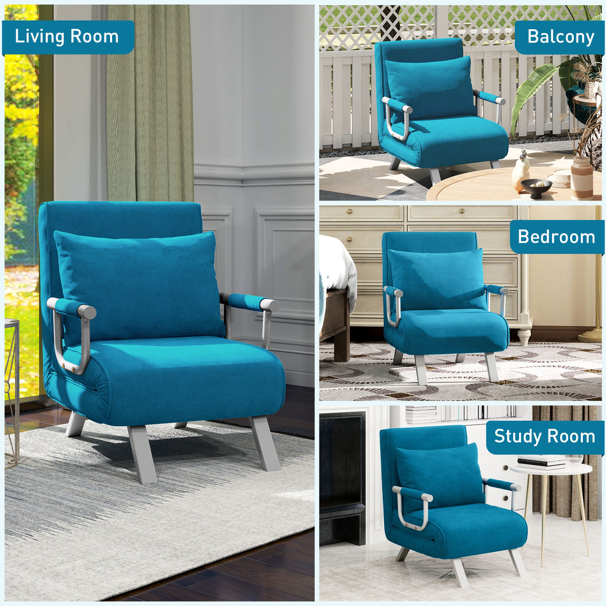 4-in-1 Faux Suede Chair Bed