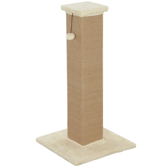 81cm Cat Scratcher, Vertical Full Scratcher w/ Natural Jute Rope, Hanging Ball, Soft Plush