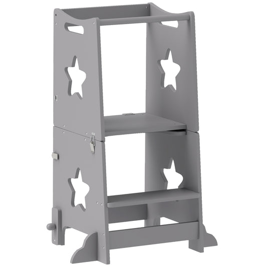 2-in-1 Toddler Step Stool with Safety Rail for Kitchen, Bathroom