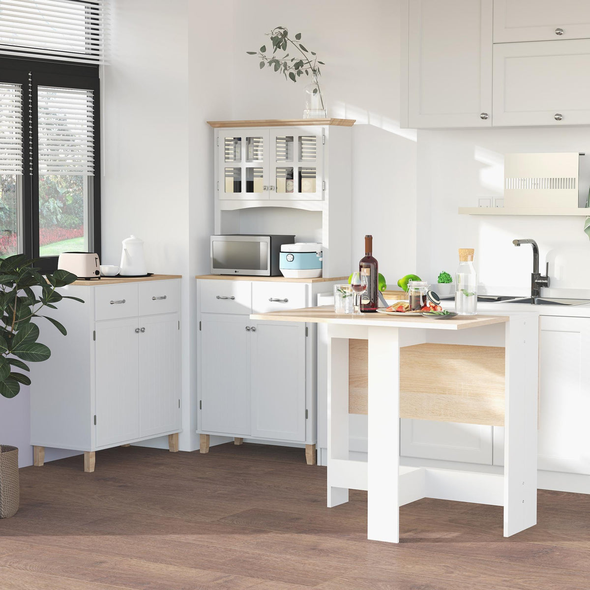 Folding Dining Table, Space-Saving Drop Leaf Kitchen Table for 4-6 People, Multi-functional Desk for Small Space, Flat & Studio, Modern Breakfast Table