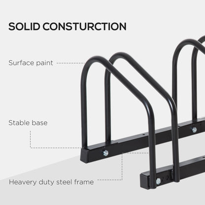 Bike Stand Parking Rack Floor or Wall Mount Bicycle Cycle Storage Locking Stand 179L x 33W x 27H (6 Racks, Black)