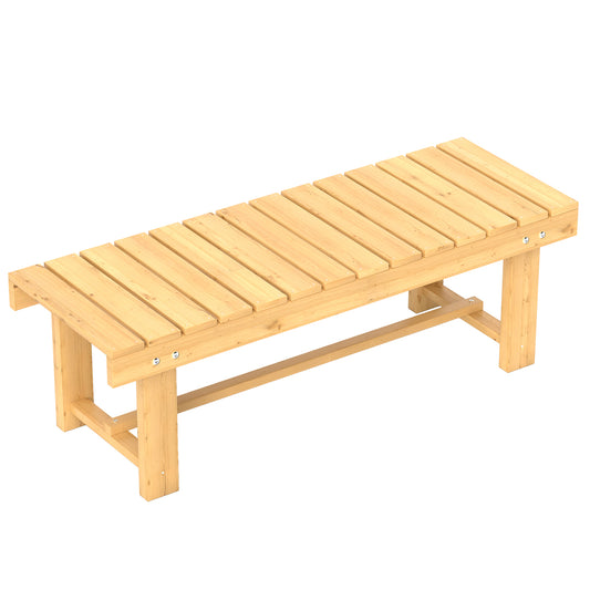 1 Piece 2-seater Outdoor Indoor Wooden Garden Bench Fir Patio Loveseat, 110L x 38W x 35Hcm