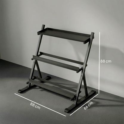 3-Tier Adjustable Dumbbell Rack, Heavy-Duty Weight Rack for Dumbbells, Kettlebells and Multiple Balls, Space-Saving Weight Storage Stand for Home Gym, 200 KG Capacity