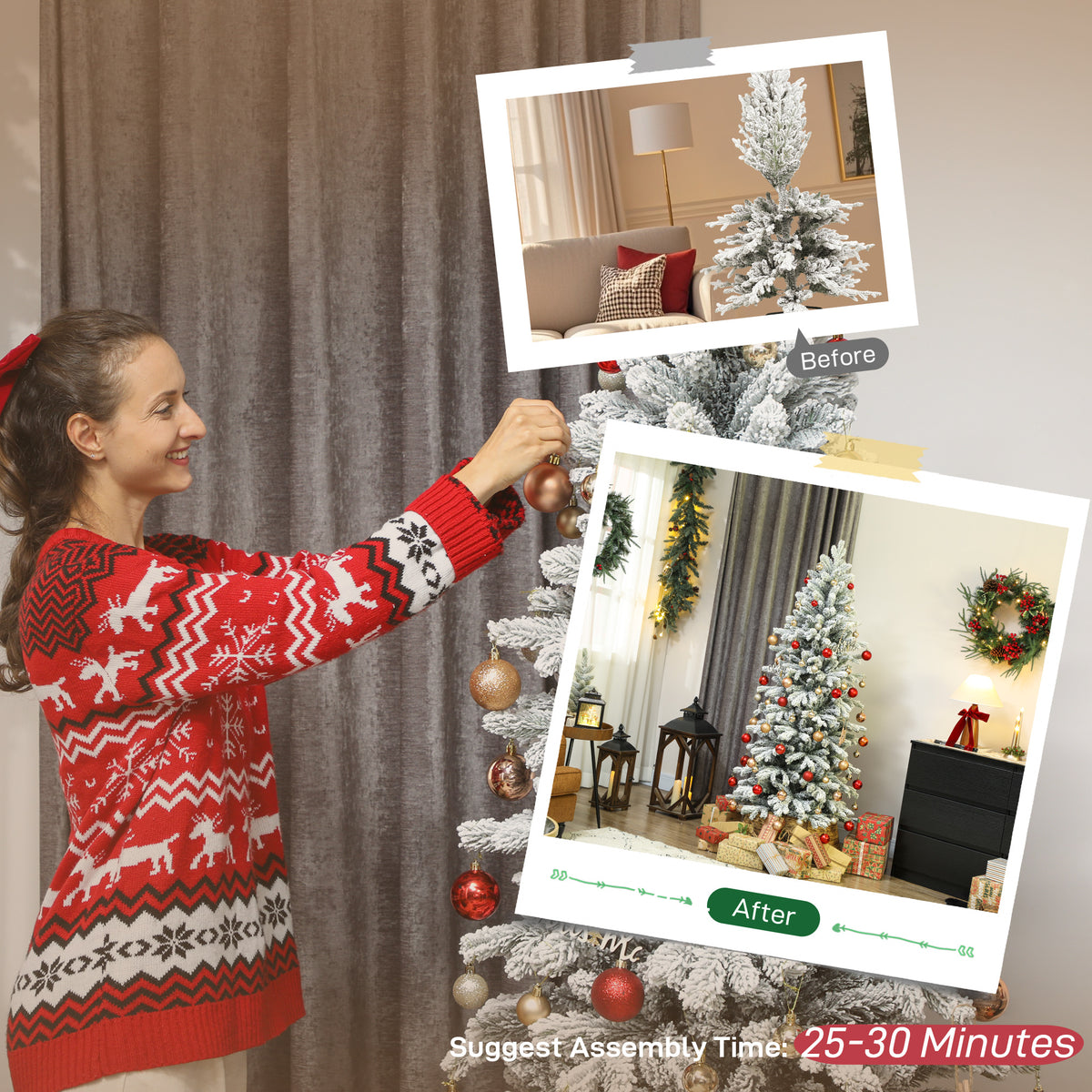 6ft Flocked Artificial Christmas Tree