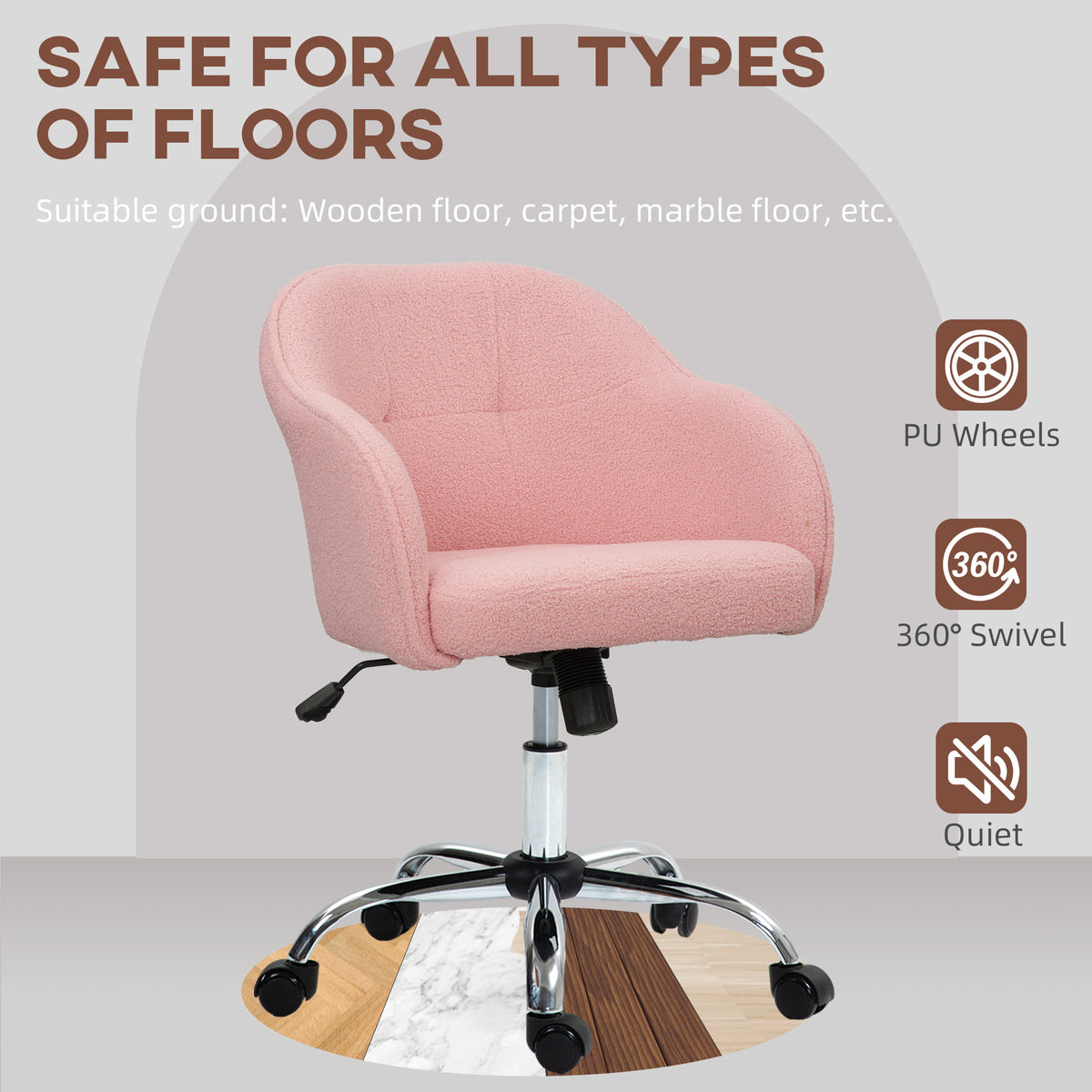 46-56 cm Teddy Fleece Office Chair - Pink