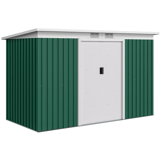 9ft x 4ft Metal Garden Shed, Outdoor Tool House with Foundation Kit, Ventilations and Double Doors