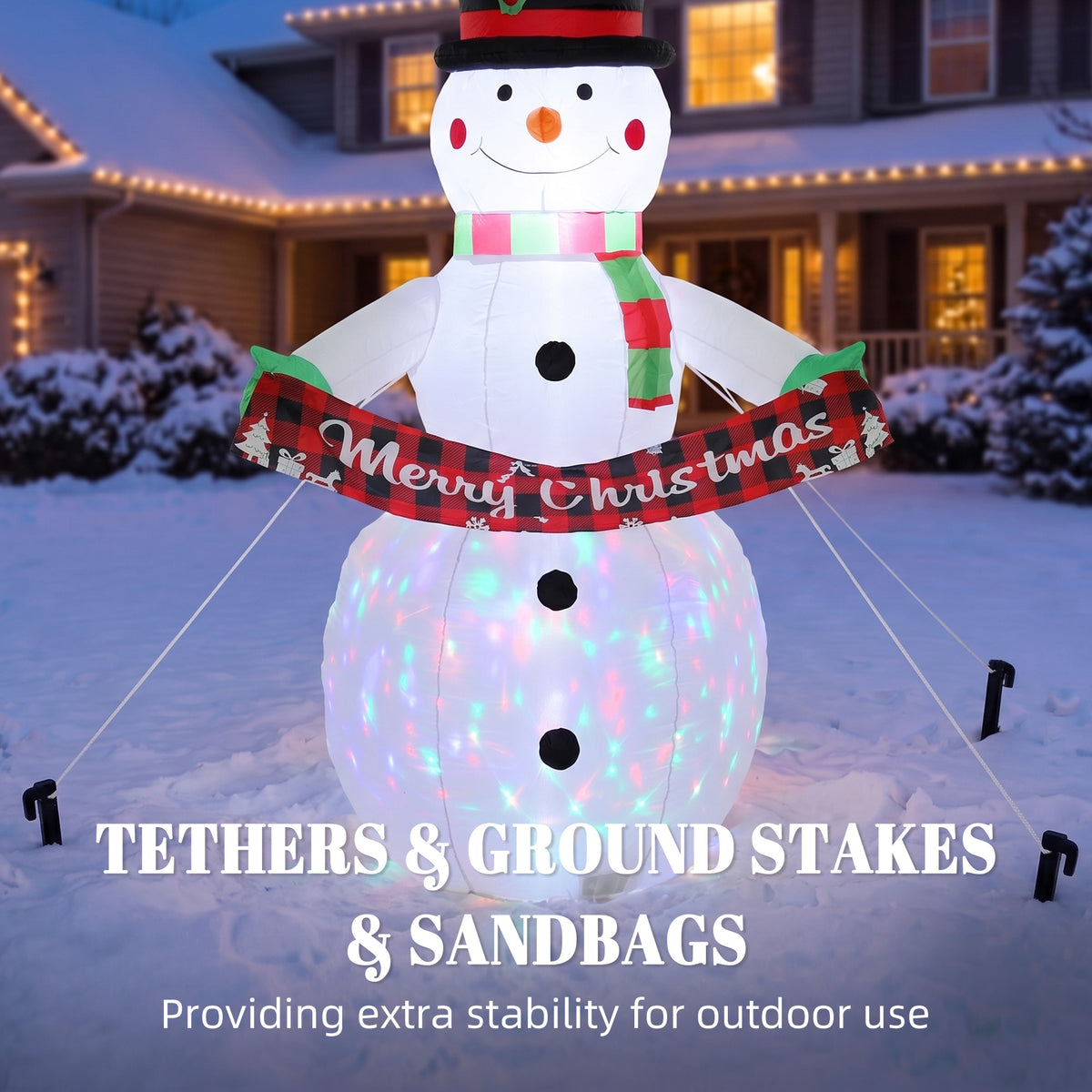 Inflatable Christmas Decoration, 6.7FT Christmas Inflatable Snowman with Colourful LED Light