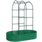 Galvanised Raised Garden Bed with Arched Trellis, 5 x 3 x 6ft Metal Raised Bed for Garden with Open Bottom, Green